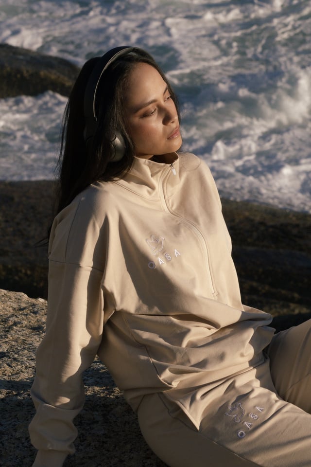OASA product — Dune hoodie close-up texture